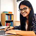 **Image Prompt:** A brightly lit study room with books, notes, and a laptop displaying an online practice exam. A person is smiling confidently while working on the exam. The overall atmosphere is positive and encouraging, reflecting a successful study session.