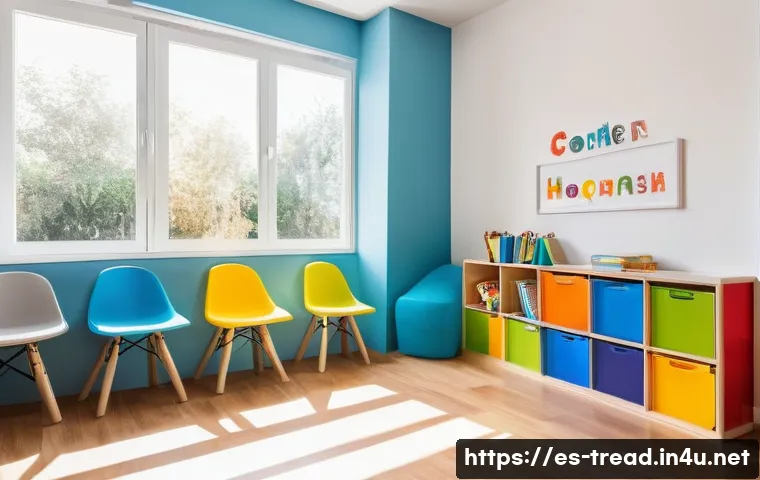독서지도사 필수 학습 플래너 - A cozy, well-lit reading corner in a modern Spanish-language classroom designed for children aged 6 ...